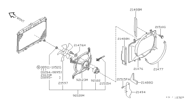 1998 Nissan 240SX Motor Assembly CONDENSOR Diagram for 92122-70F00