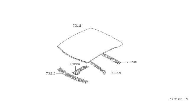 1995 Nissan 240SX Roof Diagram for 73112-65F30