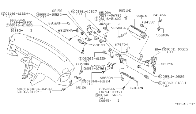 1995 Nissan 240SX Clip-Trim Diagram for 24229-89900