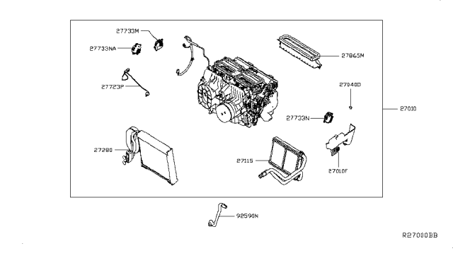 2019 Nissan Altima Air Mix Actuator Assembly Diagram for 27731-5NA0A