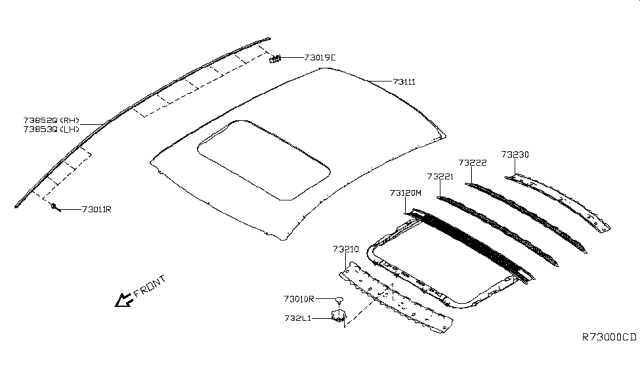 2019 Nissan Altima Roof Panel & Fitting Diagram 2