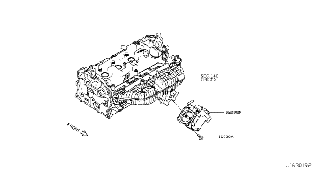 2019 Nissan Altima Throttle Chamber Assembly Diagram for 16119-5NA0A