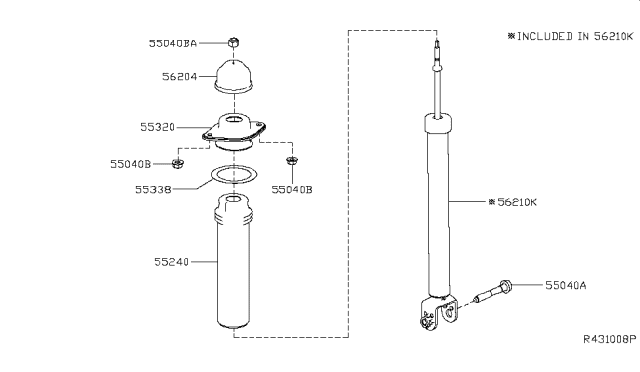 2019 Nissan Altima ABSORBER Kit - Shock, REART Diagram for E6210-6AM0B