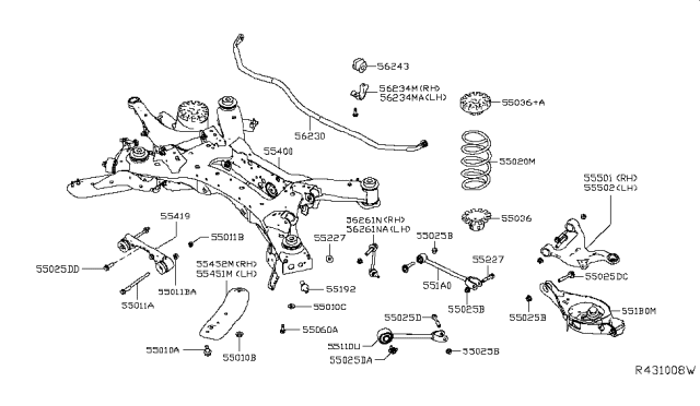2019 Nissan Altima Arm Rear Suspension LH Diagram for 55502-6CC0A