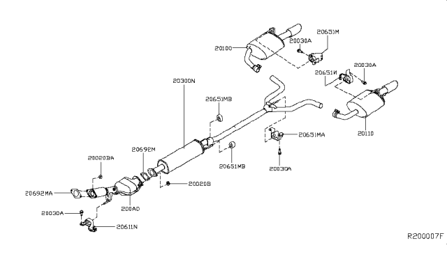 2019 Nissan Altima Exhaust Tube & Muffler Diagram 3