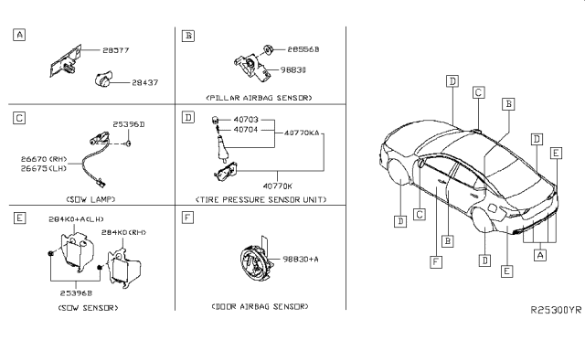 2019 Nissan Altima Sensor-Side AIRBAG, RH Diagram for 98836-5NA6B