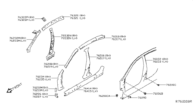 2019 Nissan Altima Reinforcement-FRT Pillar,LWR RH Diagram for 76226-6CA1A