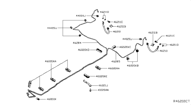 2019 Nissan Altima Hose Brake Rear Diagram for 46210-6CA5B