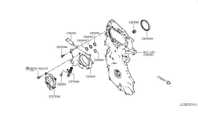 2019 Nissan Altima Seal-Oil,Camshaft Diagram for 13042-5TA1A