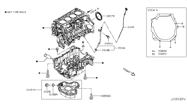 2019 Nissan Altima Guide-Oil Level Gauge Diagram for 11150-5NA0A