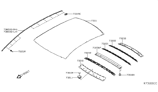 2019 Nissan Altima Bow Roof No 2 Diagram for 73252-6CA0A