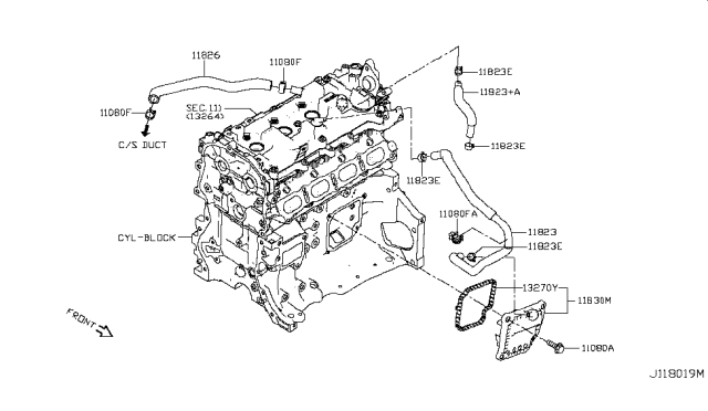 2019 Nissan Altima Gasket-BREATHER Separator Diagram for 13270-5NA0A