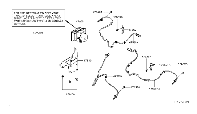 2019 Nissan Altima Sensor Assembly Anti Ski, Rear Diagram for 47901-6CC1B