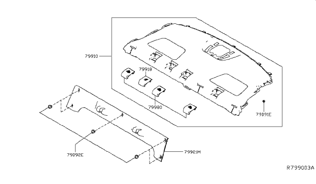 2019 Nissan Altima Cover Rear Parcel Shelf Diagram for 79908-6CA0A