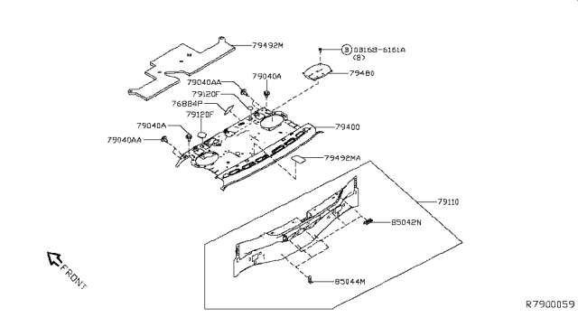 2019 Nissan Altima Parcel Shelf Diagram for 79400-6CA0A