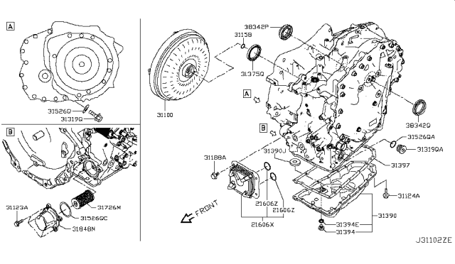 2019 Nissan Altima Torque Converter,Housing & Case Diagram 1