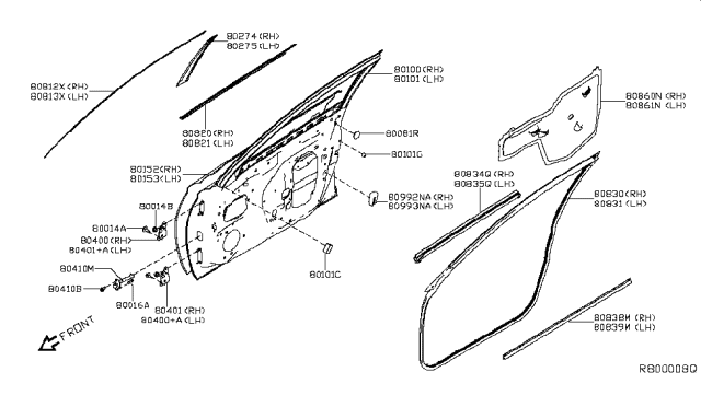 2019 Nissan Altima Cover Front Door SASH, LH Diagram for 802D3-6CA0A