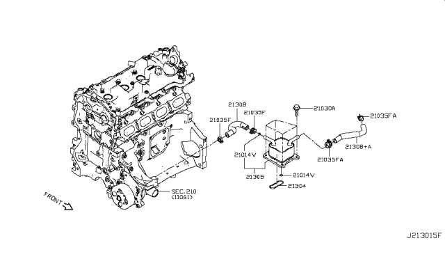 2019 Nissan Altima Hose-Water,Oil Cooler Diagram for 21306-5NA0B