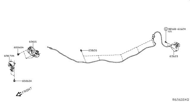 2019 Nissan Altima Secondary-Hood Lock Control Diagram for 65670-6CA0A