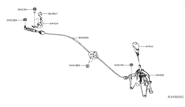 2019 Nissan Altima Cable Control Diagram for 34935-6CA0A