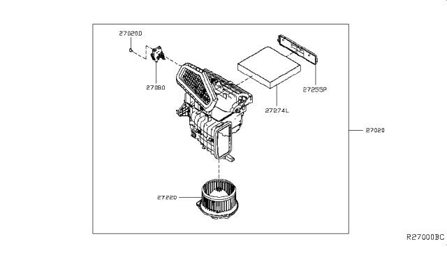 2019 Nissan Altima Blower Assy-Front Diagram for 27200-6CA0A