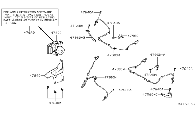 2019 Nissan Altima Sensor Assembly-Anti SKID, Front Diagram for 47910-6CA0B