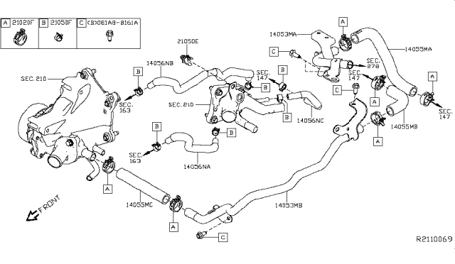 2019 Nissan Altima Hose-Water Diagram for 14056-6CA0A