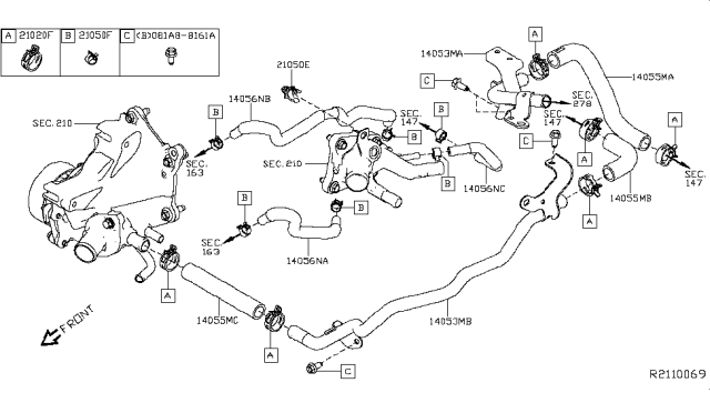 2019 Nissan Altima Hose-Water Diagram for 14056-6CA0B