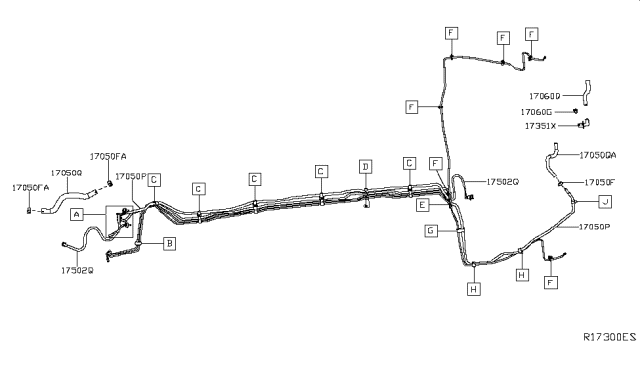 2019 Nissan Altima Emission Control Hose Diagram for 18791-6CC0A