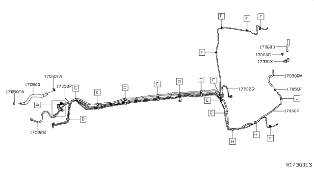 2019 Nissan Altima Tube-Ventilation,Fuel Piping Diagram for 17338-6CC0A