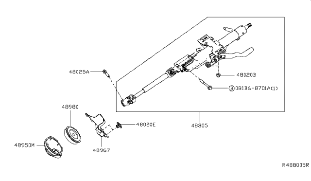 2019 Nissan Altima Cover Assembly - Hole Diagram for 48950-6CA0C