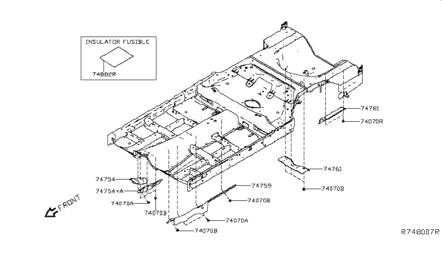 2019 Nissan Altima INSULATOR-Heat Trunk Floor Diagram for 74772-6CC0A