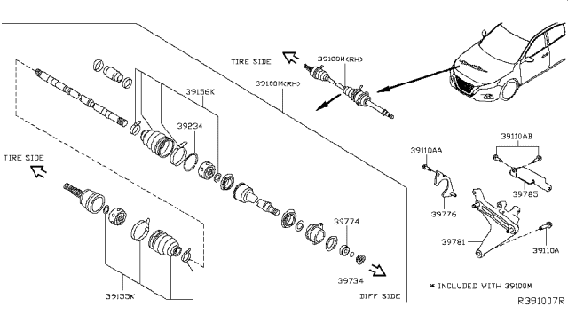 2019 Nissan Altima Front Drive Shaft (FF) Diagram 4