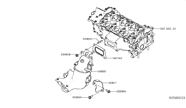 2019 Nissan Altima Gasket Diagram for 14036-6CE0A