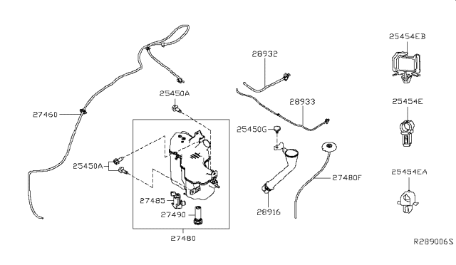 2019 Nissan Altima Hose-Washer Diagram for 28935-6CA0A