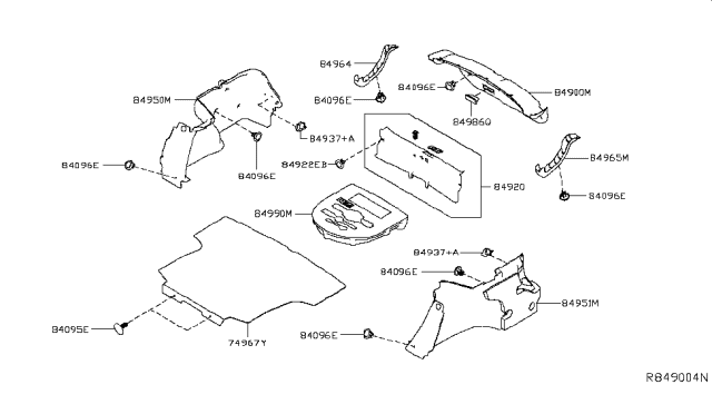 2019 Nissan Altima Cover ASY-Trunk Lid Hinge, RH Diagram for 79950-6CA0A