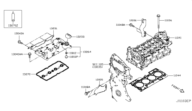 2019 Nissan Altima Cover-Rocker Cover Diagram for 132B1-5NA1A