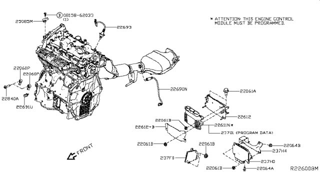 2019 Nissan Altima Heated Oxygen Sensor Diagram for 226A0-5RB0A