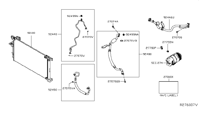 2019 Nissan Altima Hose Flexible, High Diagram for 92490-6CB0A