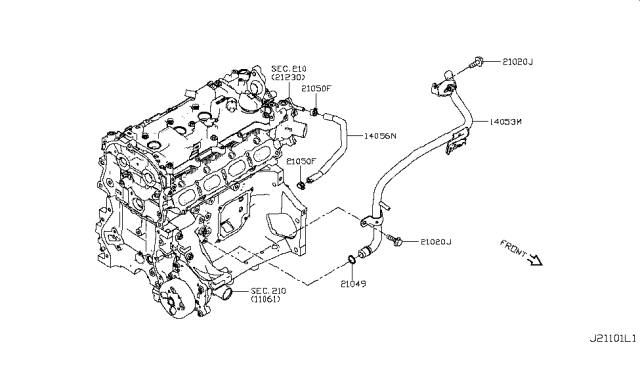 2019 Nissan Altima Hose-Water Diagram for 14056-5NA0A