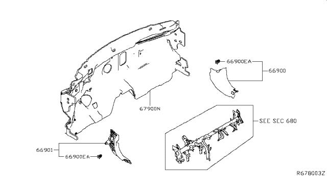 2019 Nissan Altima Dash Trimming & Fitting Diagram