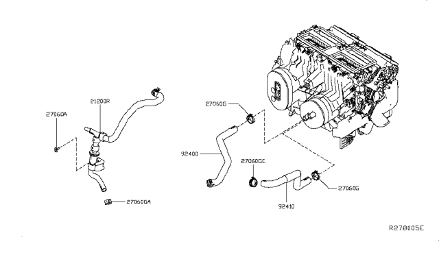 2019 Nissan Altima Hose Assembly Inlet Diagram for 92400-6CB0A