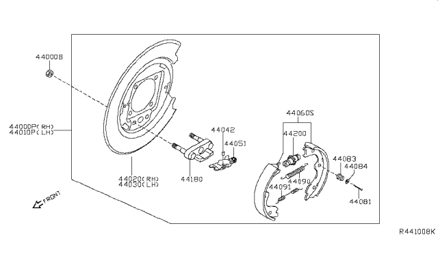 2019 Nissan Altima Spring-Return,Rear Brake Shoe Diagram for 44090-4RA5A