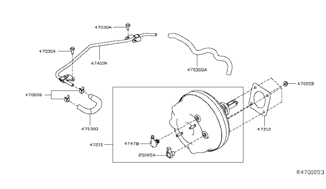 2019 Nissan Altima Tube-Vacuum,Brake Booster Diagram for 47401-6CA0A