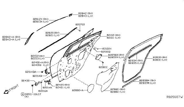 2019 Nissan Altima Protector-Rear Door,LH Diagram for 822D3-6CA1A