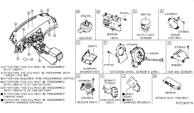 2019 Nissan Altima Control Assembly-Power Seat Diagram for 28565-6CA0B
