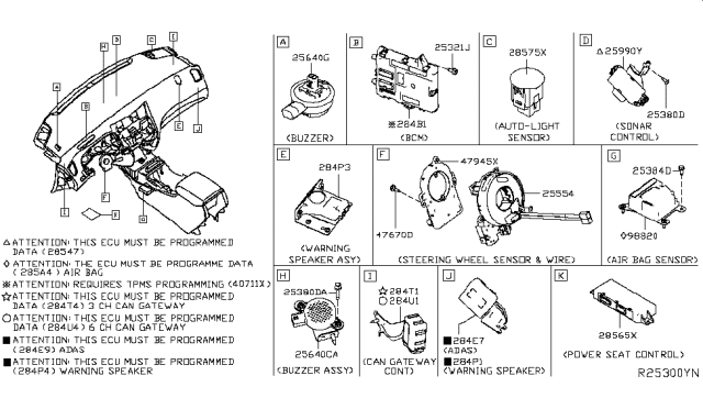 2019 Nissan Altima Sensor-Side AIRBAG Center Diagram for 98820-6CA9C