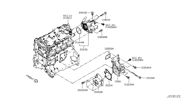 2019 Nissan Altima Pump Assy-Water Diagram for 21010-5NA0A