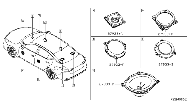 2019 Nissan Altima Speaker Unit Diagram for 281E1-6CA2A
