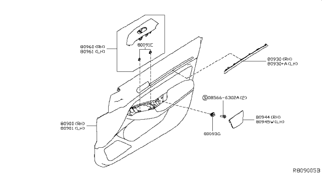 2019 Nissan Altima FINSHER Assembly Front Door RH Diagram for 80900-6CA2A